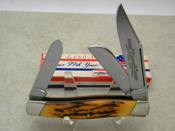 Camillus New York USA Sword Brand 1976 Imitation Stag #89 Big Stockman Knife NIB Camillus New York USA Sword Brand 1976 Imitation Stag #89 Big Stockman Knife NIB
