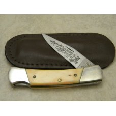 Clark Cut (Parker) Salem, IND Persimmon Festival Bone Lockback Knife New in Pouch