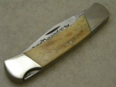 Clark Cut (Parker) Salem, IND Persimmon Festival Bone Lockback Knife New in Pouch 