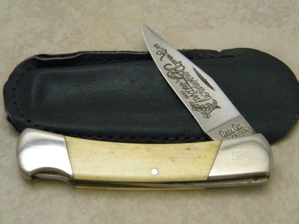Clark Cut (Parker) Salem, IND Persimmon Festival Bone Lockback Knife New in Pouch 