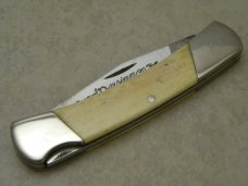 Clark Cut (Parker) Salem, IND Persimmon Festival Bone Lockback Knife New in Pouch 