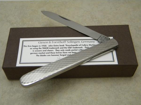 Giesen & Forsthopp Germany Engraved Metal 1/3 Serrated Letter Opener Knife NIB
