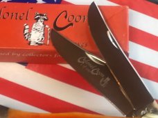 Colonel Coon (by Queen) 2 Blade Folding Hunter Knife w/ Harvest Orange Smooth Bone Handles -NOS