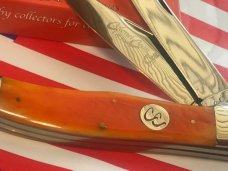 Colonel Coon (by Queen) 2 Blade Folding Hunter Knife w/ Harvest Orange Smooth Bone Handles -NOS