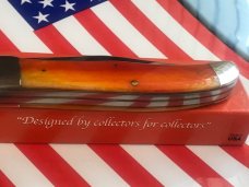 Colonel Coon (by Queen) 2 Blade Folding Hunter Knife w/ Harvest Orange Smooth Bone Handles -NOS