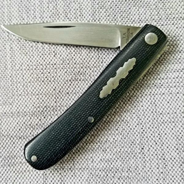 TA Davison Shadow Pacheco Knife.3.75",black burlap micarta, jeweled liners plus TA Davison Shadow Pacheco Knife.3.75",black burlap micarta, jeweled liners plus