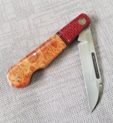 K'roo Custom Birch Burl EO Barlow W/ slip,  3.75