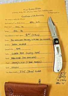 K'roo Custom Lanny clip,3.75..giraffe bone and micarta..rwl34.filed 