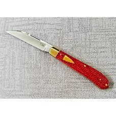 K'roo Custom Slimline wharnie Knife, NEW,W/ slip, 4"..Burgundy micarta.brass.liners.spacers.filework