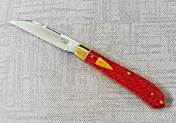 K'roo Custom Slimline wharnie Knife, NEW,W/ slip, 4"..Burgundy micarta