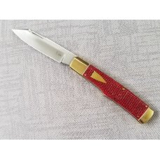 Kroo Custom Native 4quot Burgundy micarta scales and brassspacers bolsters and caps filed