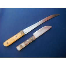 Set of 2 vintage handmade butcher kitchen knives Camp knife field knife