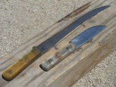 Set of 2 vintage handmade butcher / kitchen knives, Camp knife, field knife.  