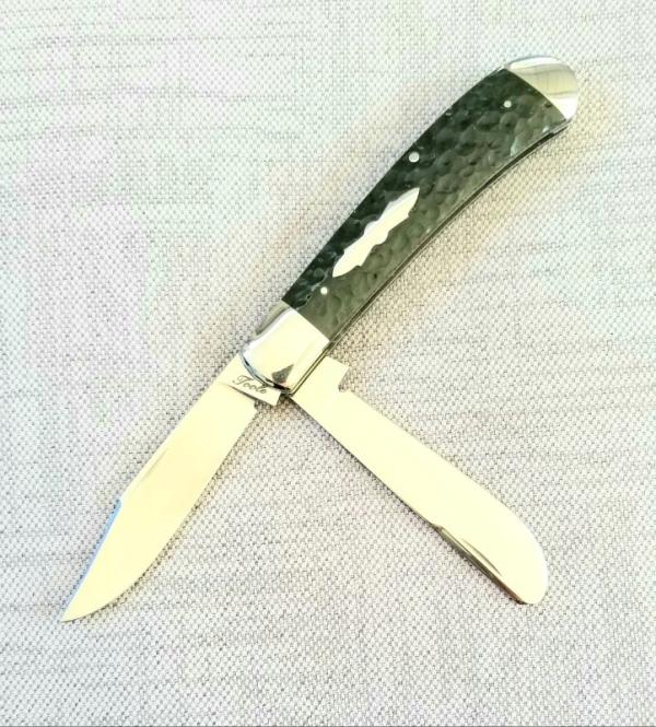 Bobby Toole Custom Jigged Bone Trapper Knife, New, CPM-154 ,4 1/8" ,Steel Bolsters & caps..shield 