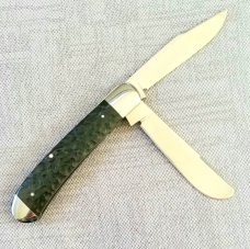 Bobby Toole Custom Jigged Bone Trapper Knife, New, CPM-154 ,4 1/8" ,Steel Bolsters & caps..shield 