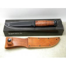 Ka-Bar Olean NY MK1 USA Stacked Leather Fixed Blade Sheath Knife NIB