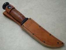 Ka-Bar Olean NY MK1 USA Stacked Leather Fixed Blade Sheath Knife NIB