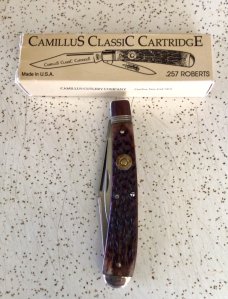 VINTAGE BONE CAMILLUS USA CLASSIC CARTRIDGE CCC-4 .257 ROBERTS KNIFE/NOS/“LARGE VERY SWEET PIECE”