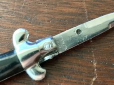 Vintage Miniature Keychain Switchblade Knife, Marked "Stainless Steel" & "Hong Kong",Black Wrap 