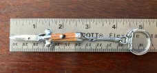 Vintage Miniature Keychain Switchblade Knife, Marked "Stainless Steel" & "Hong Kong", Brown Wrap 