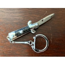 Miniature Switchblade Keychain Stiletto Cactus Bolsters quotHong Kongquot Black Checkered Handle