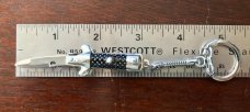 Vintage Miniature Keychain Switchblade Knife, Marked "Hong Kong", Black Checkered Handle, Unused 