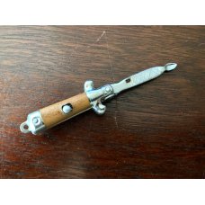 Miniature Switchblade Keychain Spoon Cactus Bolsters Brown Wrap Handle Probably Hong Kong Made
