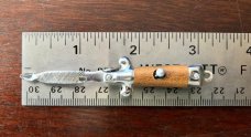 Vintage Miniature Keychain Switchblade Spoon, Brown Wrap Handle, Unused 