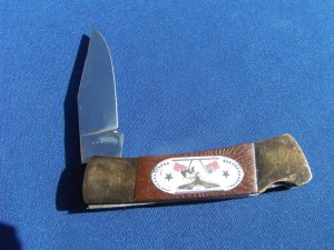 Vintage "America is Back" folding lock-back pocket knife made in Japan, knife #06410