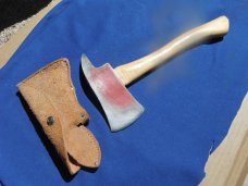 VINTAGE FIREMAN'S AXE-HATCHET MANN CO. LEWISTOWN PA.  w/ORIG. WOODEN HANDLE
