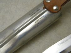 Vintage Haugrud Norway 51 K Hunting Knife with Pewter Scabbard 1970's