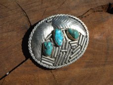 Large Handmade Mexican Belt Buckle with real Turquoise Stones. Perfect for your Knife Belt!!!