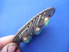 Large Handmade Mexican Belt Buckle  with real Turquoise Stones. Perfect for your Knife Belt!!!