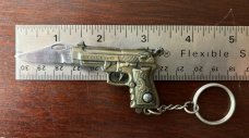 Miniature 9MM Pistol Keychain Switchblade 