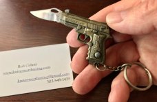 Miniature 9MM Pistol Keychain Switchblade 