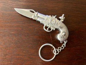Miniature Fancy Pirate Pistol Keychain Switchblade 