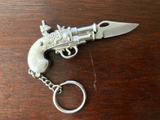 Miniature Fancy Pirate Pistol Keychain Switchblade 