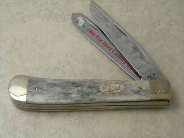 Case XX USA 1988 Tar Heel Cutlery Club Appaloosa Bone B254 SS Trapper Knife Case XX USA 1988 Tar Heel Cutlery Club Appaloosa Bone B254 SS Trapper Knife