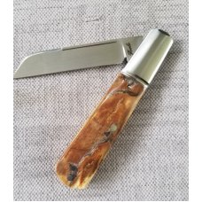 Bobby Toole Custom Bark Mammoth ivory Lambsfoot Barlow Knife CPM-154 4 Integral Steel Bolsters