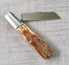 Bobby Toole Custom Bark Mammoth ivory Lambsfoot Barlow Knife, CPM-154 ,4; Integral Fluted Bolsters..