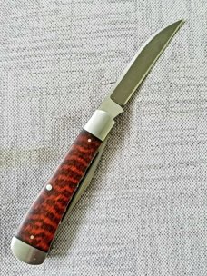 Jeff Mitchell Custom Wharnie Trapper Knife,slip & pen 4.25",Cpm-154,Snakewood,filework,clip,wharnie 