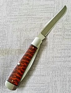Jeff Mitchell Custom Wharnie Trapper Knife,slip & pen 4.25",Cpm-154,Snakewood,filework,clip,wharnie 