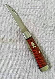 Jeff Mitchell Custom Wharnie Trapper Knife,slip & pen 4.25",Cpm-154,Snakewood,filework,clip,wharnie 
