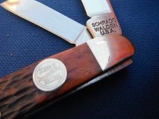 SCHRADE WALDEN AMBER STOCKMAN EVERLASTING SHARP SWAJB47 POCKET KNIFE NOS/NIB