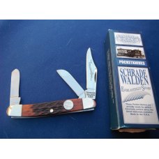 SCHRADE WALDEN AMBER STOCKMAN EVERLASTING SHARP SWAJB47 POCKET KNIFE NOSNIB
