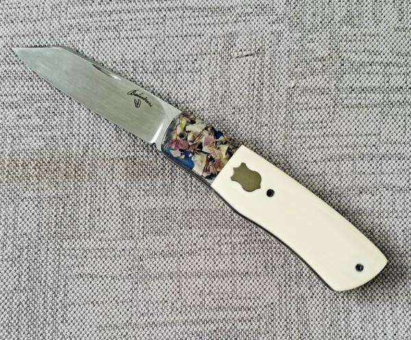  Vincenzo Balistreri Custom Native knife 4" Liracarta Bolsters..Elephant Ivory Scales 