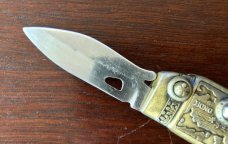 Vintage Miniature Switchblade Knife Keychain, Marked "HONG KONG" & "1997 STAINLESS", Used 