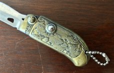Vintage Miniature Switchblade Knife Keychain, Marked "HONG KONG" & "1997 STAINLESS", Used 