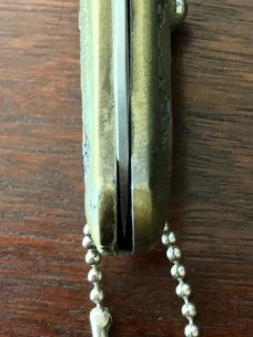 Vintage Miniature Switchblade Knife Keychain, Marked "HONG KONG" & "1997 STAINLESS", Used 