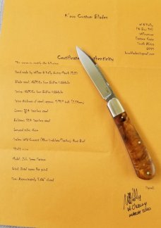 K'roo Custom Zulu Wild Currant Root.,3.86" closed. N690..brut de force ...brushed..2020 dob